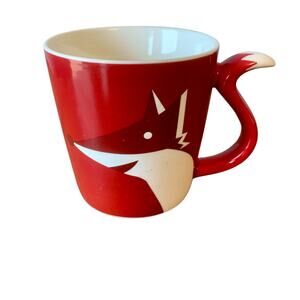 Starbucks Coffee Mug Red Fox Tail Handle 2012 Bone China READ Christmas Holiday